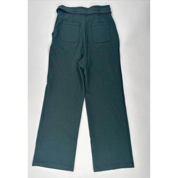 Maeve Anthropologie Dress Pants Trousers Womens 12T Green Belted Wide Leg Ponte - Picture 2 of 12